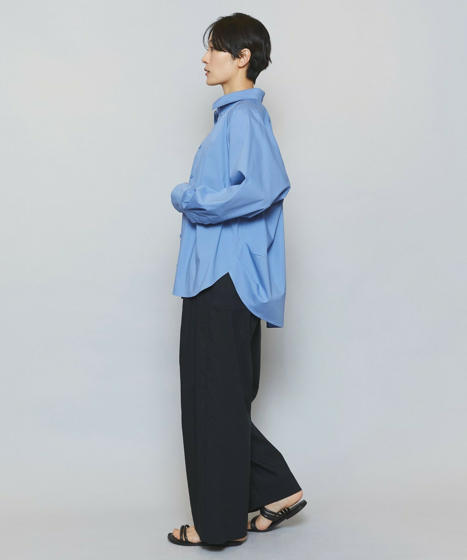 【MOGA】ストレッチタイプライターラグランスリーブシャツブラウス 詳細画像 ネイビー 9