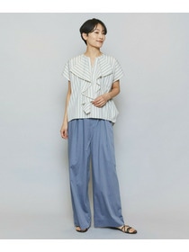 【MOGA】ミディアムストライプカスケードフリルブラウス 詳細画像 オフホワイト 14