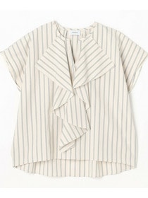 【MOGA】ミディアムストライプカスケードフリルブラウス 詳細画像 オフホワイト 19