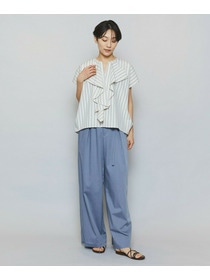 【MOGA】ミディアムストライプカスケードフリルブラウス 詳細画像 オフホワイト 3