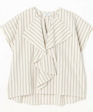 【MOGA】ミディアムストライプカスケードフリルブラウス 詳細画像 オフホワイト 2