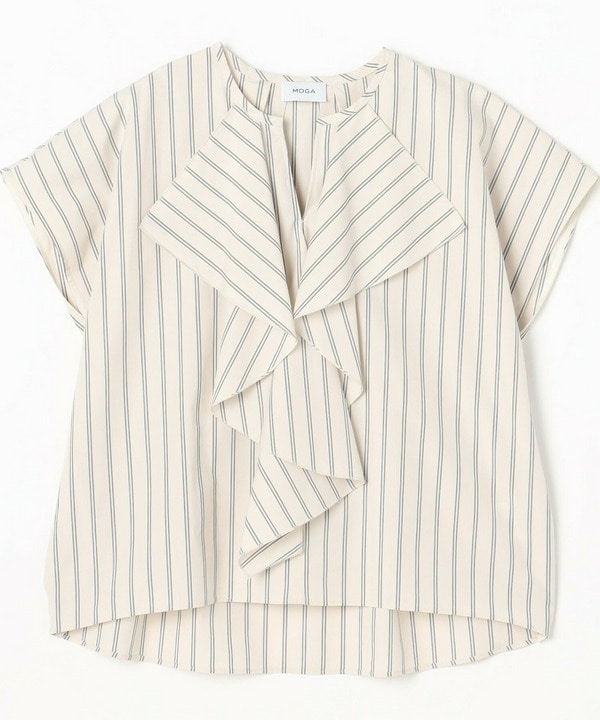 ミディアムストライプカスケードフリルブラウス 詳細画像 オフホワイト 2