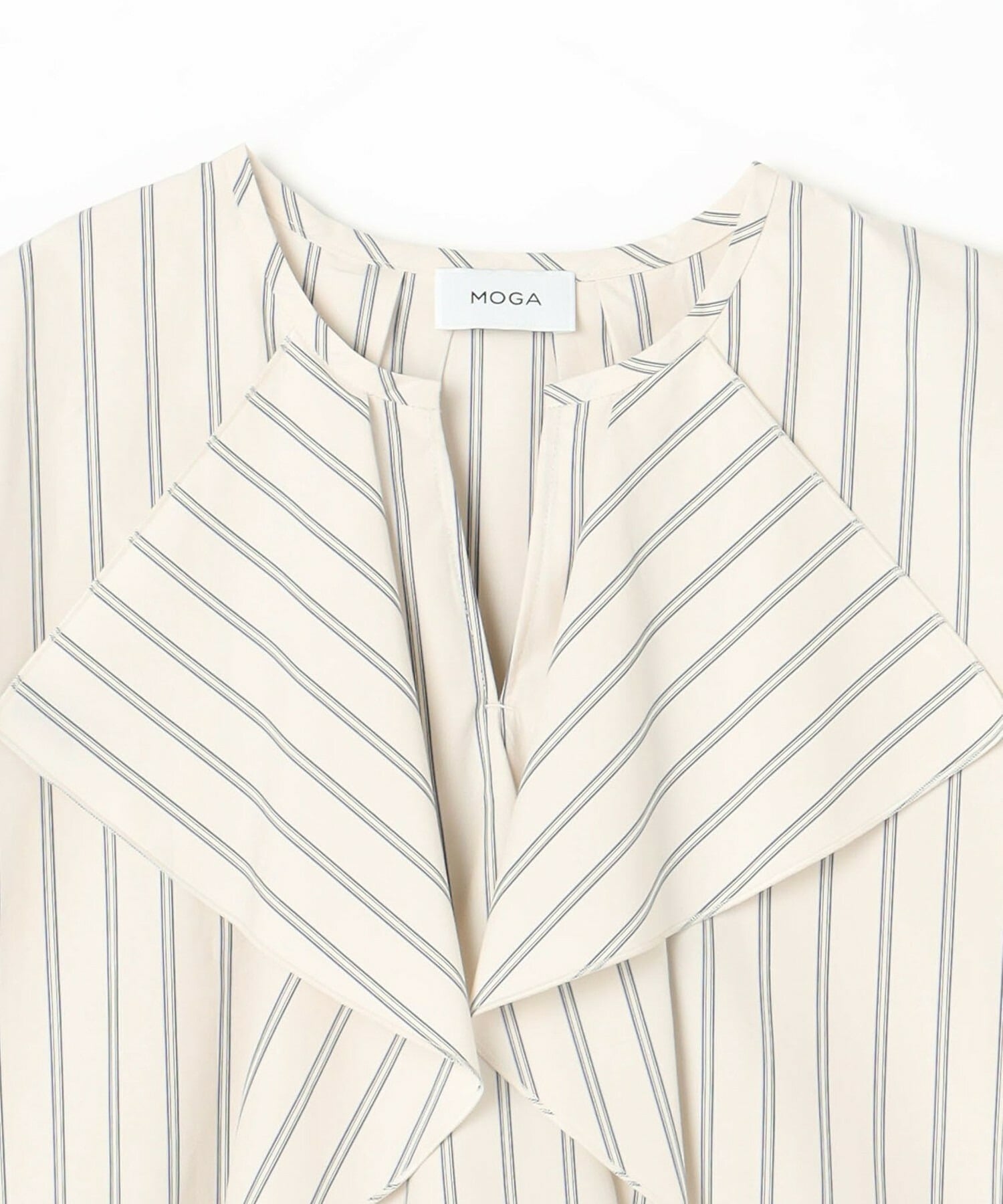 【MOGA】ミディアムストライプカスケードフリルブラウス 詳細画像 オフホワイト 21