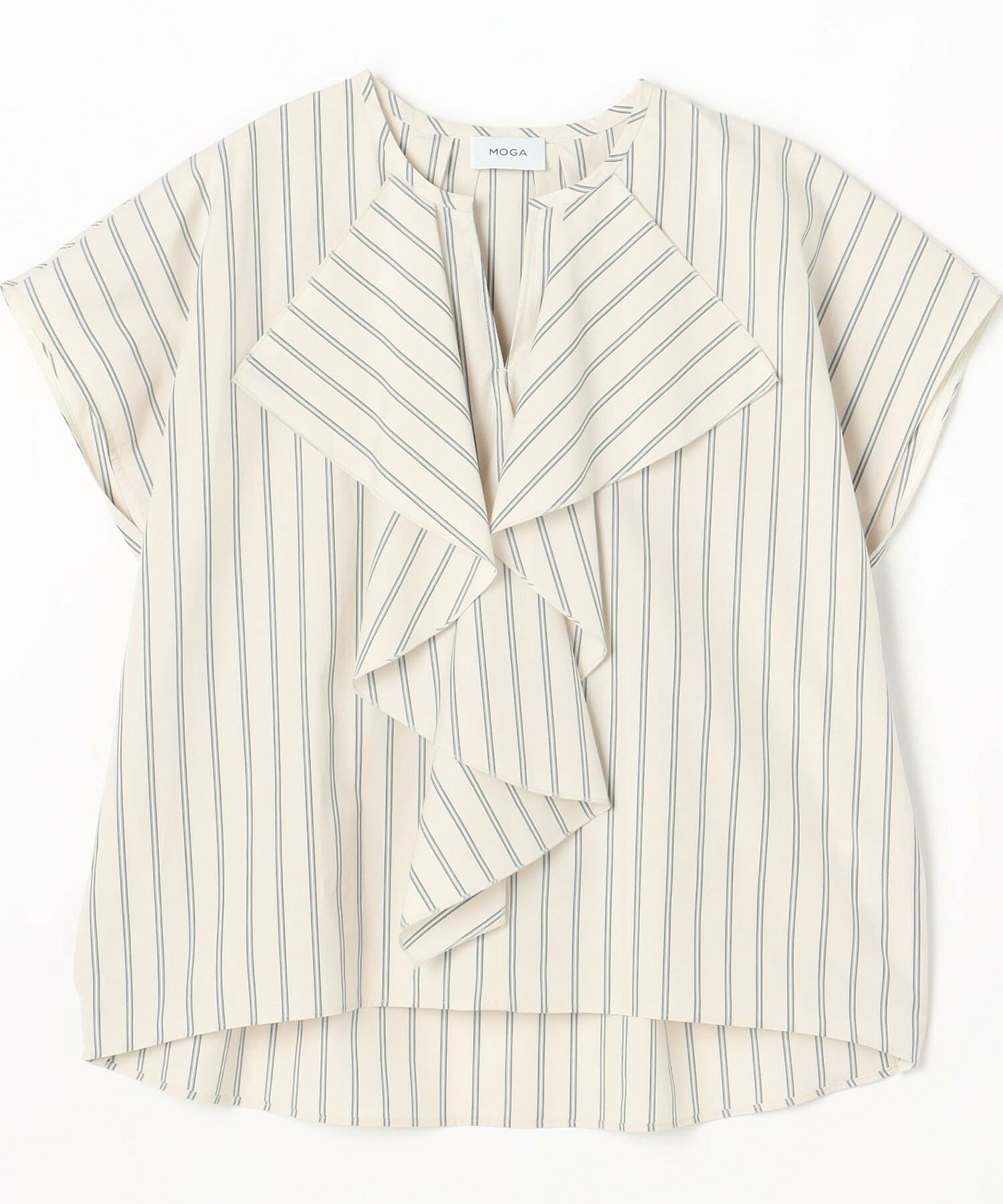 【MOGA】ミディアムストライプカスケードフリルブラウス 詳細画像 オフホワイト 2