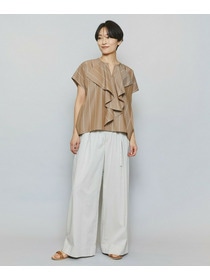 【MOGA】ラージストライプカスケードフリルブラウス 詳細画像 ブラウン系その他 1