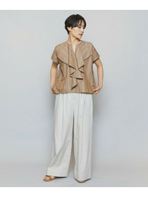 【MOGA】ラージストライプカスケードフリルブラウス 詳細画像 ブラウン系その他 14