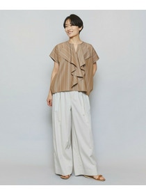 【MOGA】ラージストライプカスケードフリルブラウス 詳細画像 ブラウン系その他 2