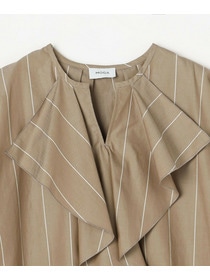 【MOGA】ラージストライプカスケードフリルブラウス 詳細画像 ブラウン系その他 21