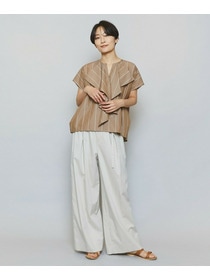 【MOGA】ラージストライプカスケードフリルブラウス 詳細画像 ブラウン系その他 3