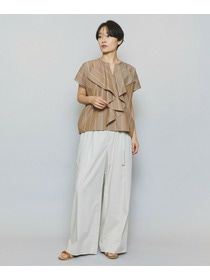 【MOGA】ラージストライプカスケードフリルブラウス 詳細画像 ブラウン系その他 5