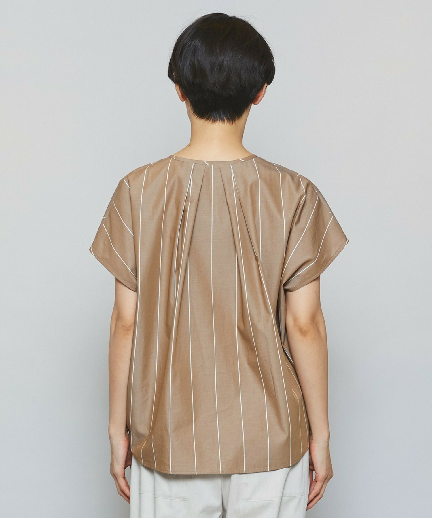 【MOGA】ラージストライプカスケードフリルブラウス 詳細画像 ブラウン系その他 18