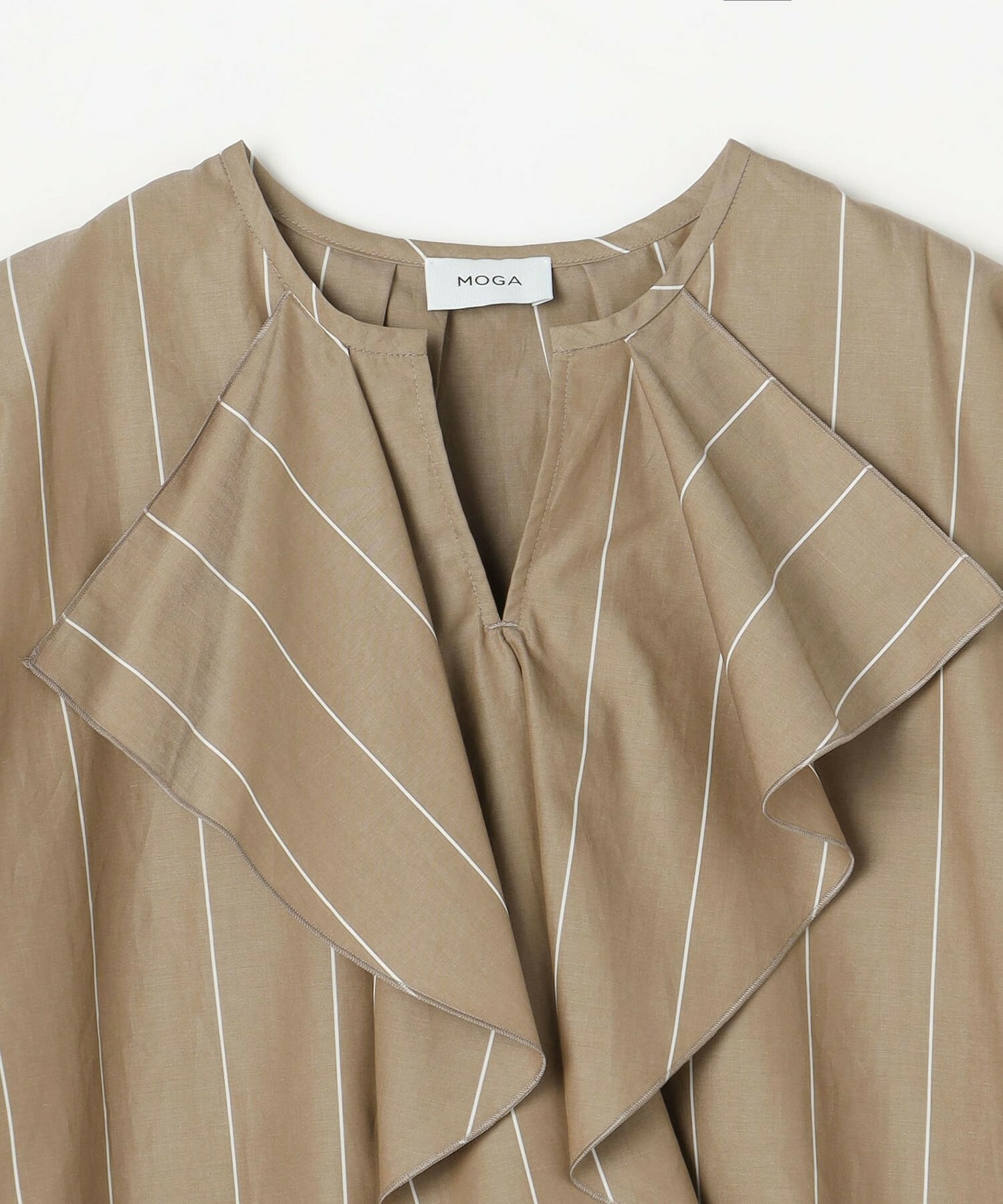【MOGA】ラージストライプカスケードフリルブラウス 詳細画像 ブラウン系その他 21