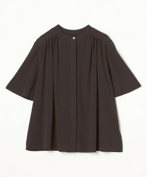 【MOGA】ソフトジョーゼットギャザーブラウス 詳細画像 ダークグレー 1