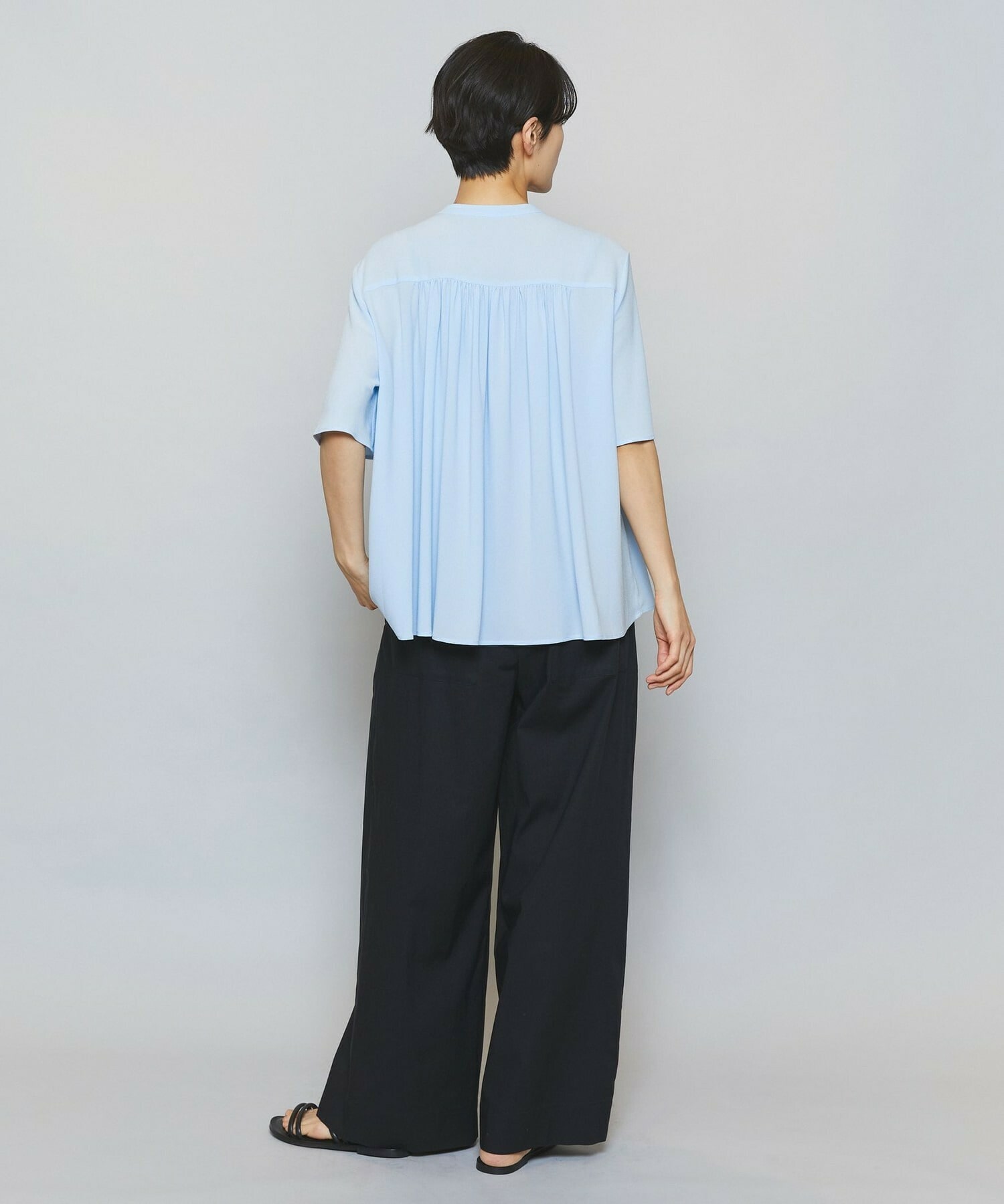 【MOGA】ソフトジョーゼットギャザーブラウス 詳細画像 ダークグレー 10