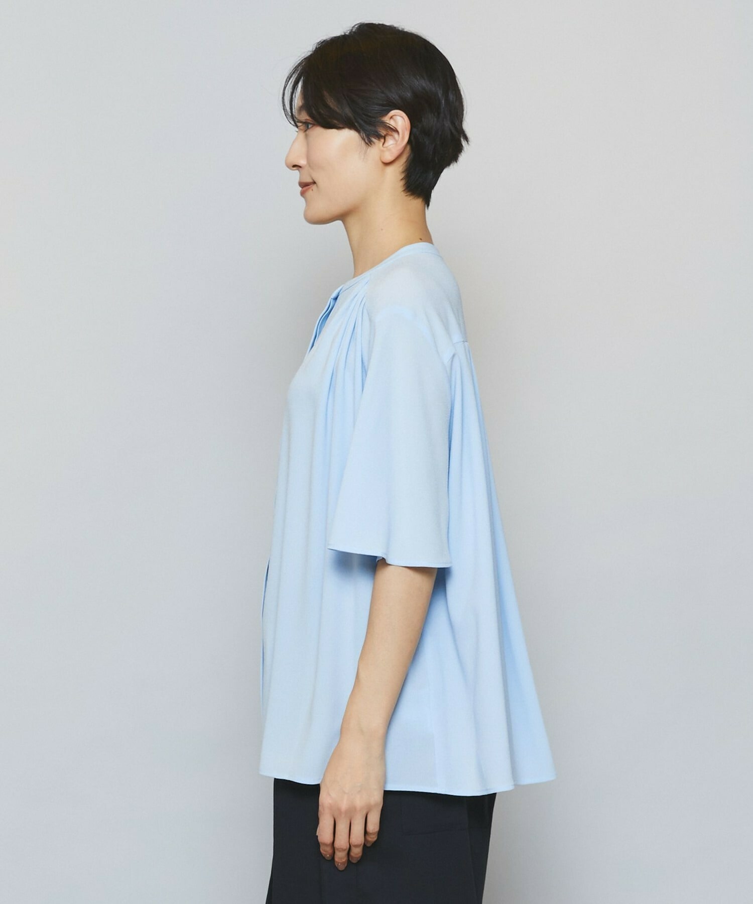 【MOGA】ソフトジョーゼットギャザーブラウス 詳細画像 ダークグレー 16