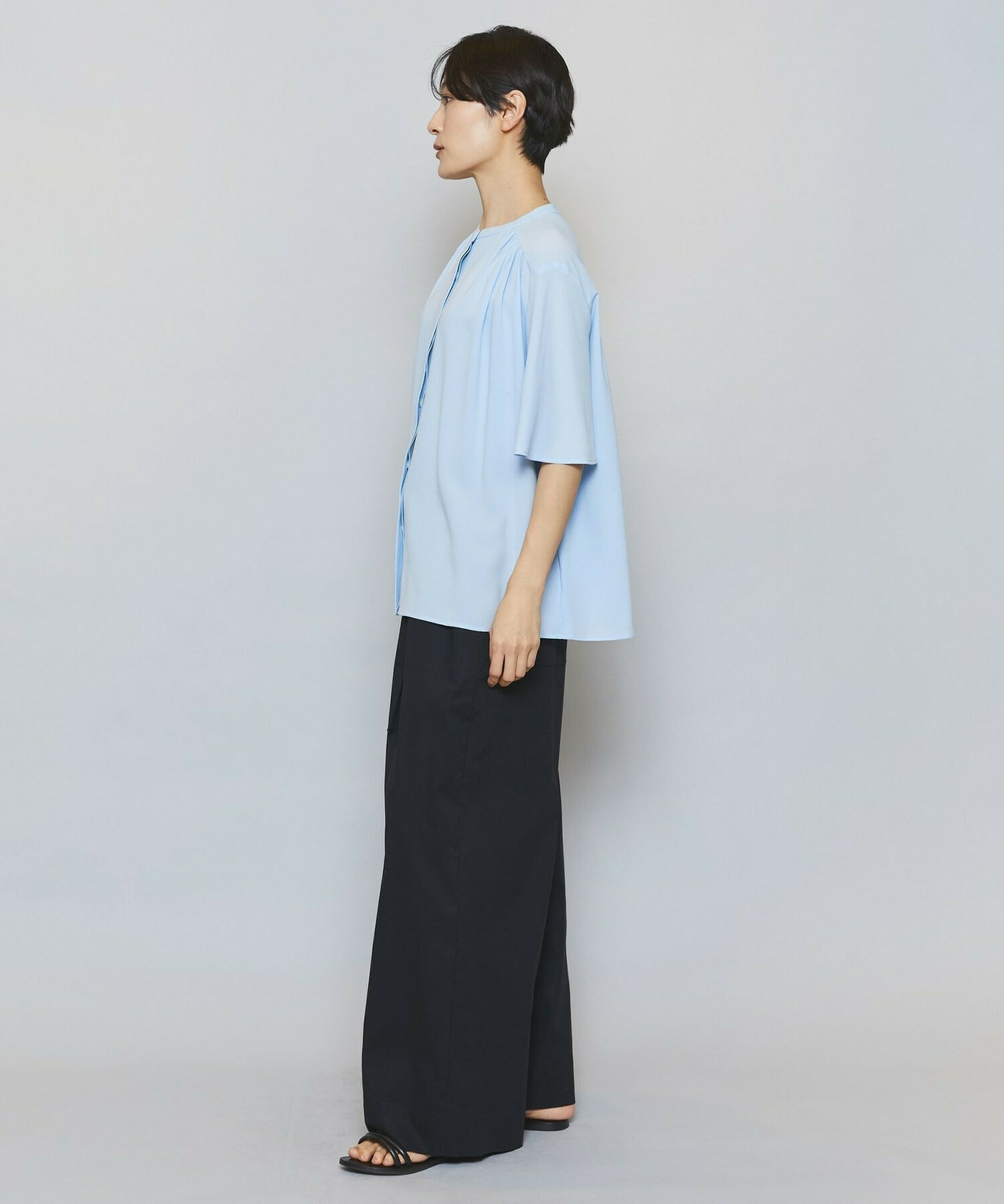 【MOGA】ソフトジョーゼットギャザーブラウス 詳細画像 ダークグレー 7