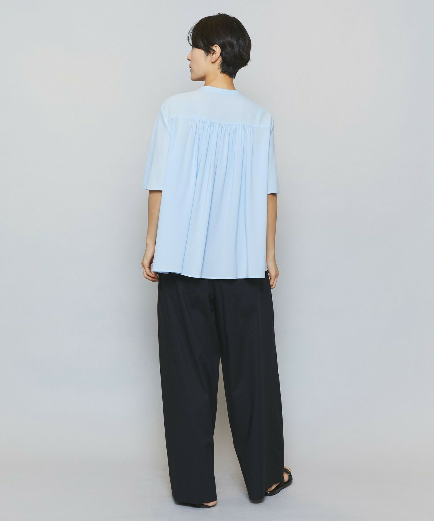 【MOGA】ソフトジョーゼットギャザーブラウス 詳細画像 ダークグレー 8