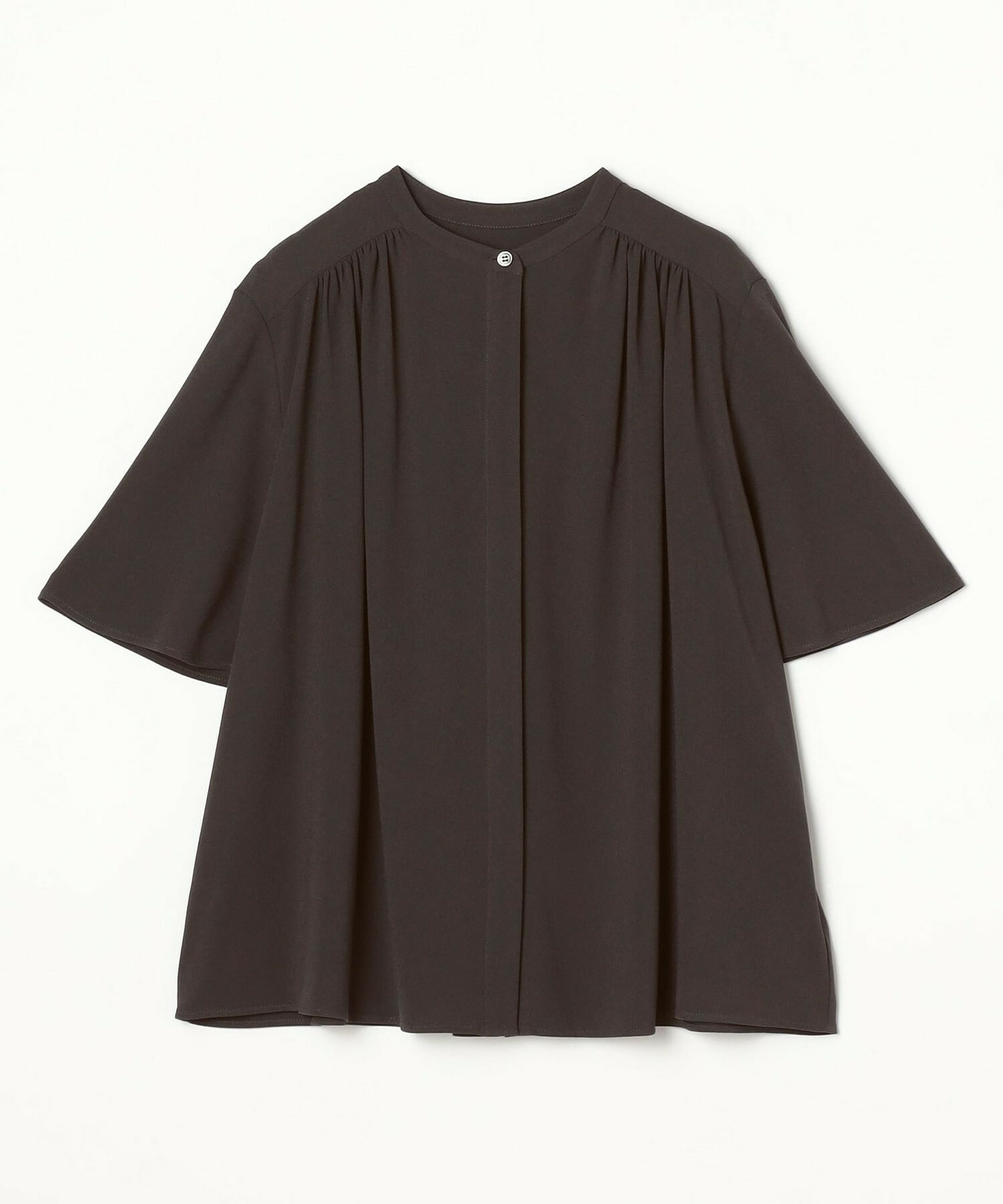 【MOGA】ソフトジョーゼットギャザーブラウス 詳細画像 ダークグレー 1