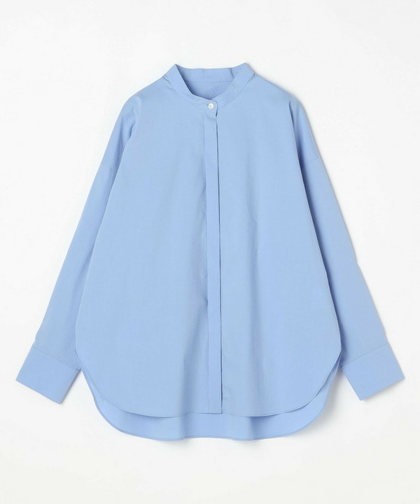 T/Cタイプライターバンドカラーシャツブラウス 詳細画像 サックスブルー 1
