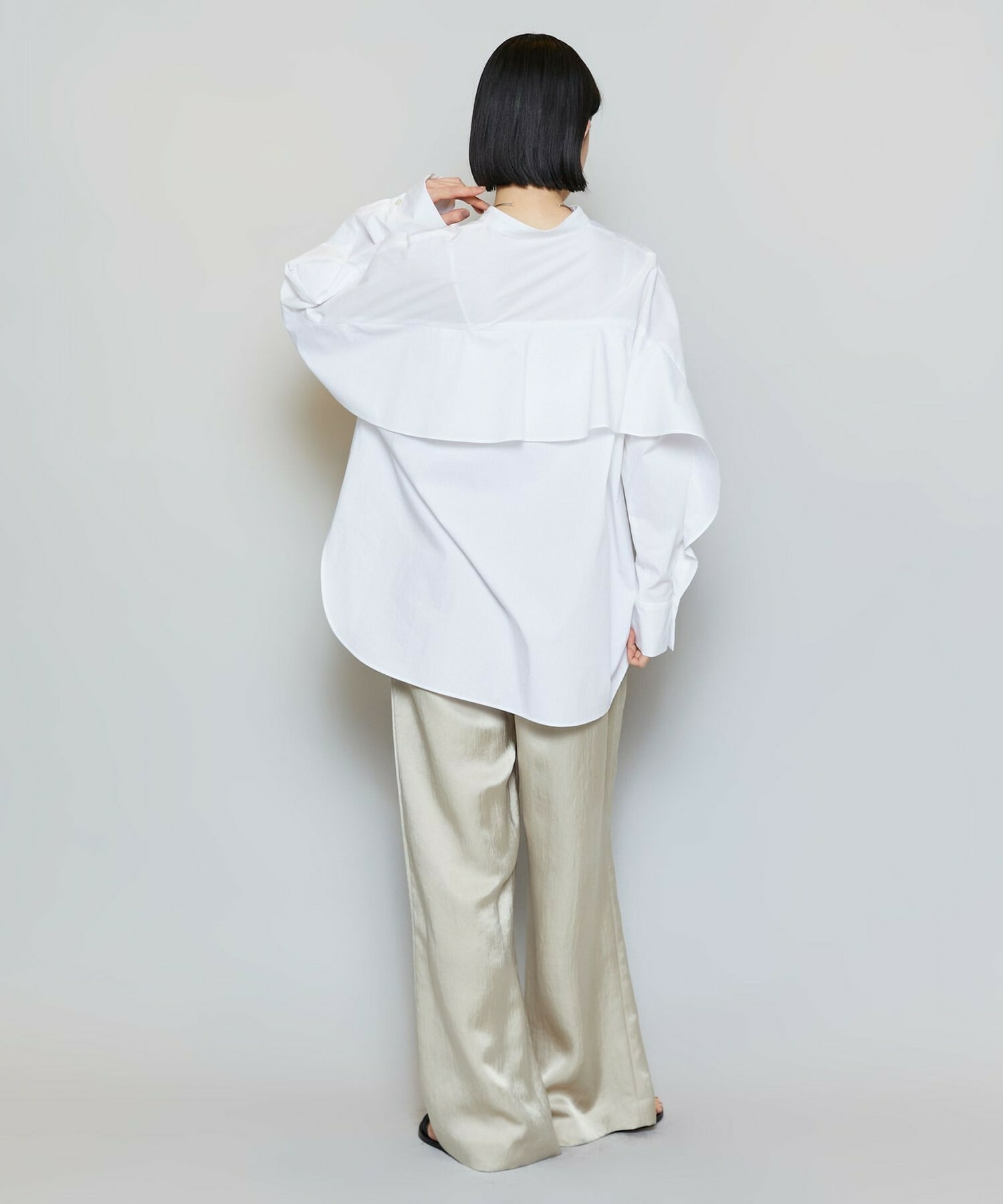 【MOGA】T/Cタイプライターバンドカラーシャツブラウス 詳細画像 ブラック 10