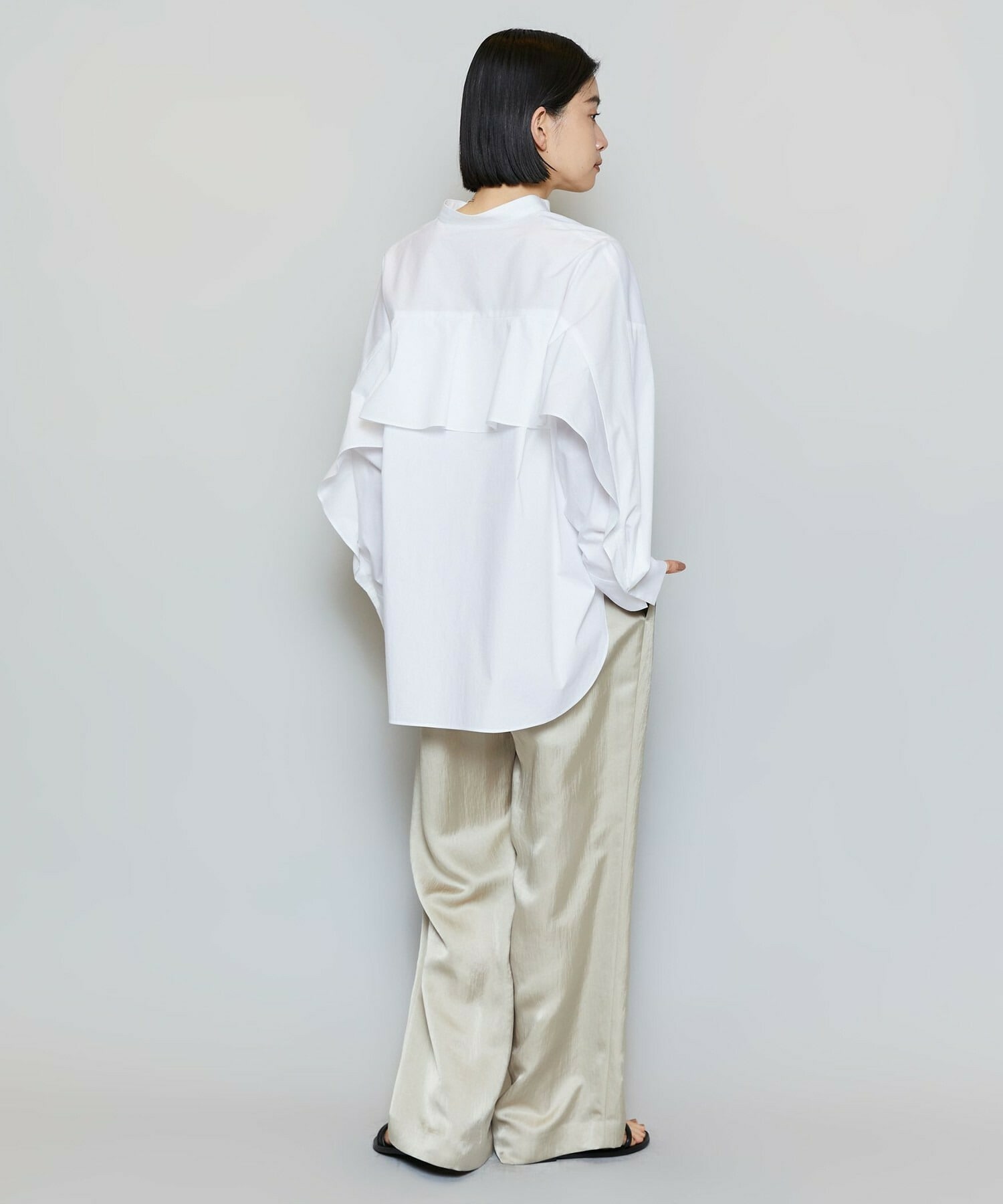 【MOGA】T/Cタイプライターバンドカラーシャツブラウス 詳細画像 ブラック 12