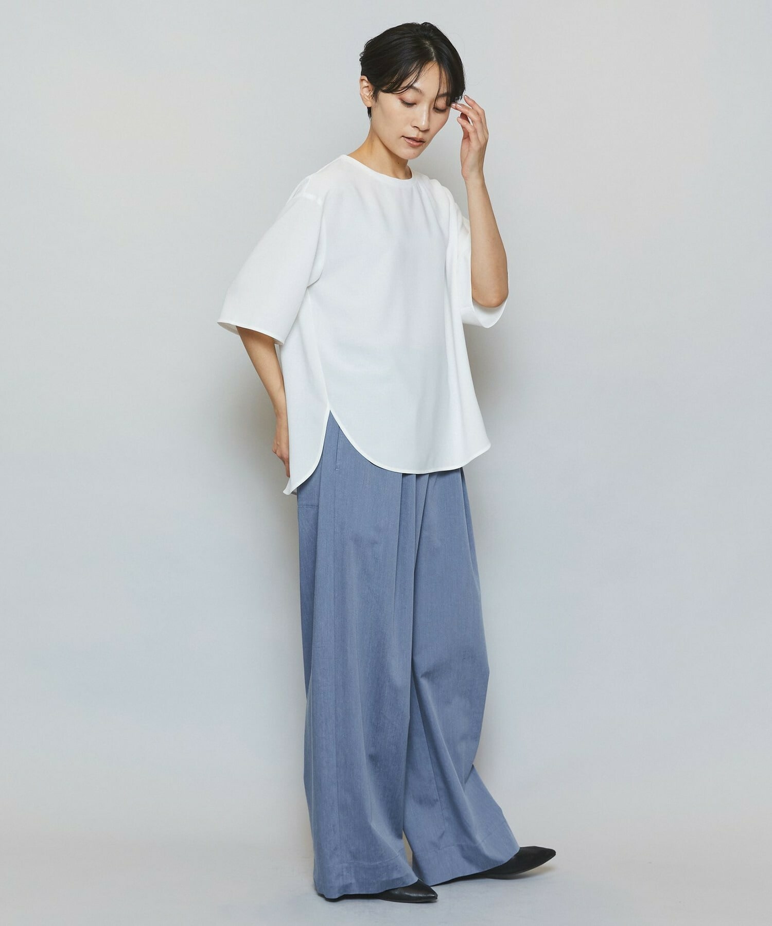 【MOGA】強撚2WAYプルオーバーブラウス 詳細画像 チャコールグレー 2