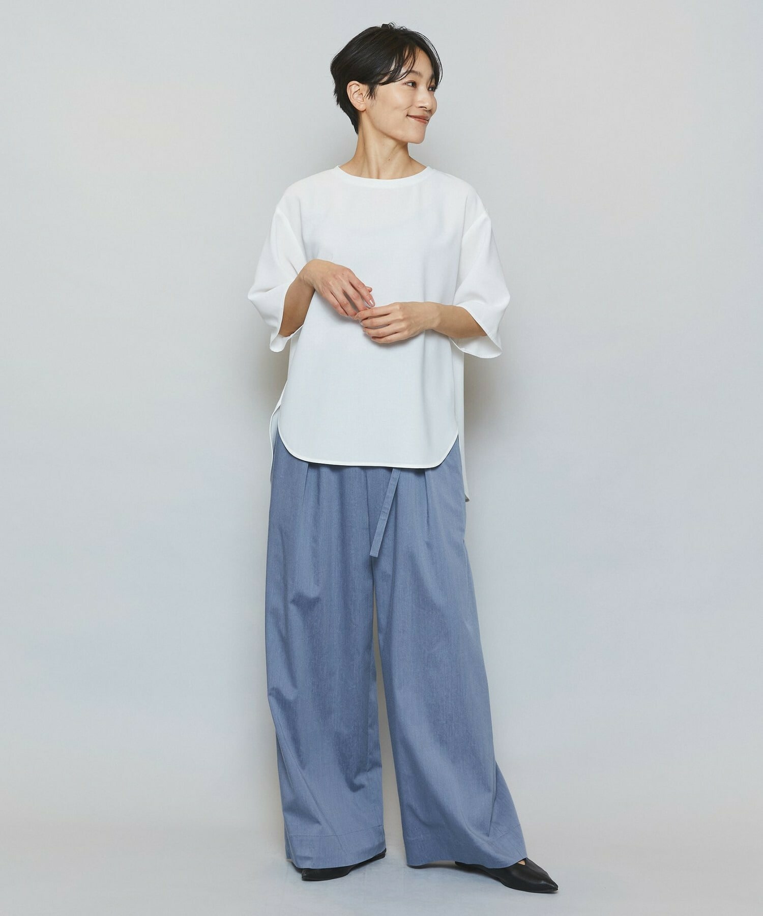 【MOGA】強撚2WAYプルオーバーブラウス 詳細画像 チャコールグレー 4