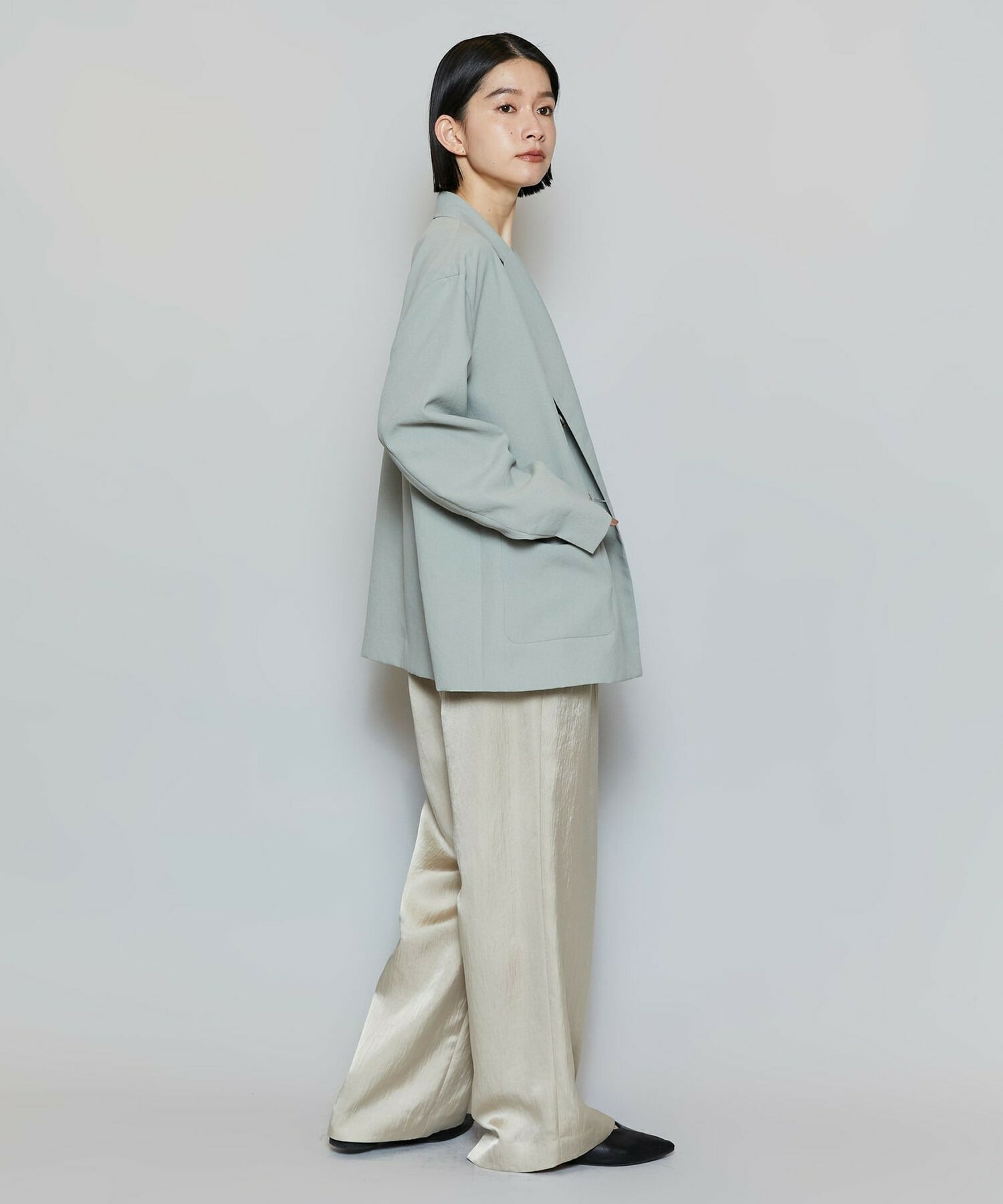 【MOGA】ポリエステルワッシャーダブルブレストボクシージャケット 詳細画像 ブラック 14