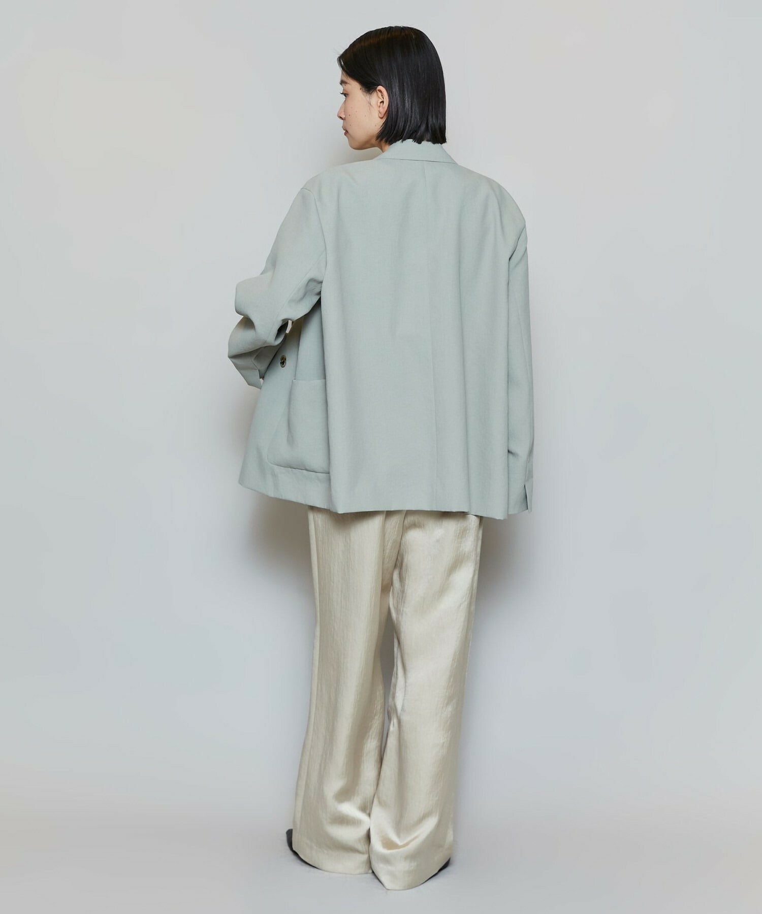 【MOGA】ポリエステルワッシャーダブルブレストボクシージャケット 詳細画像 ブラック 16