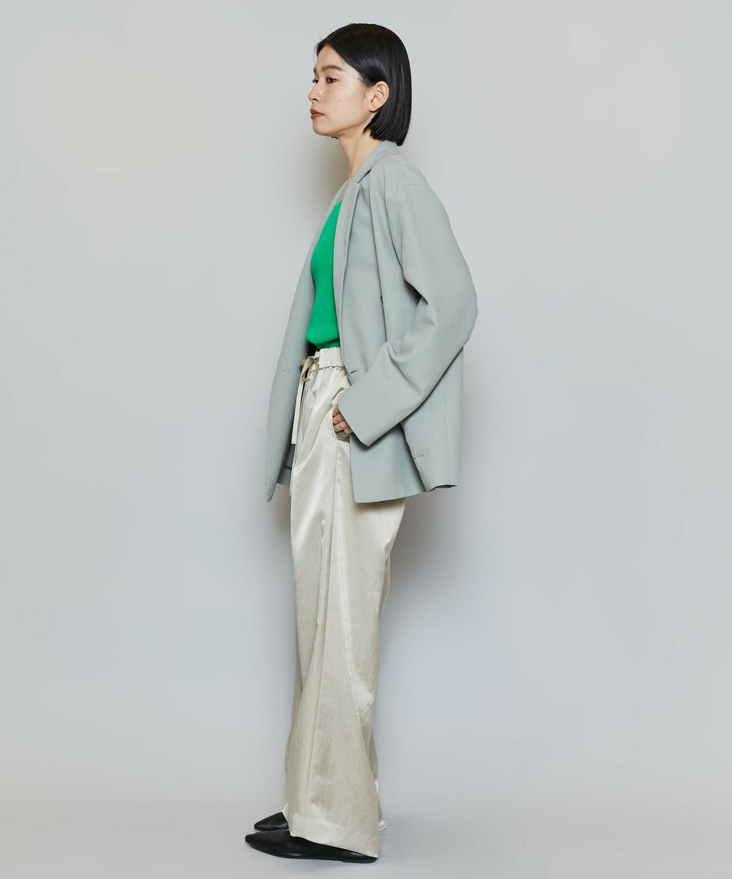 【MOGA】ポリエステルワッシャーダブルブレストボクシージャケット 詳細画像 ブラック 17