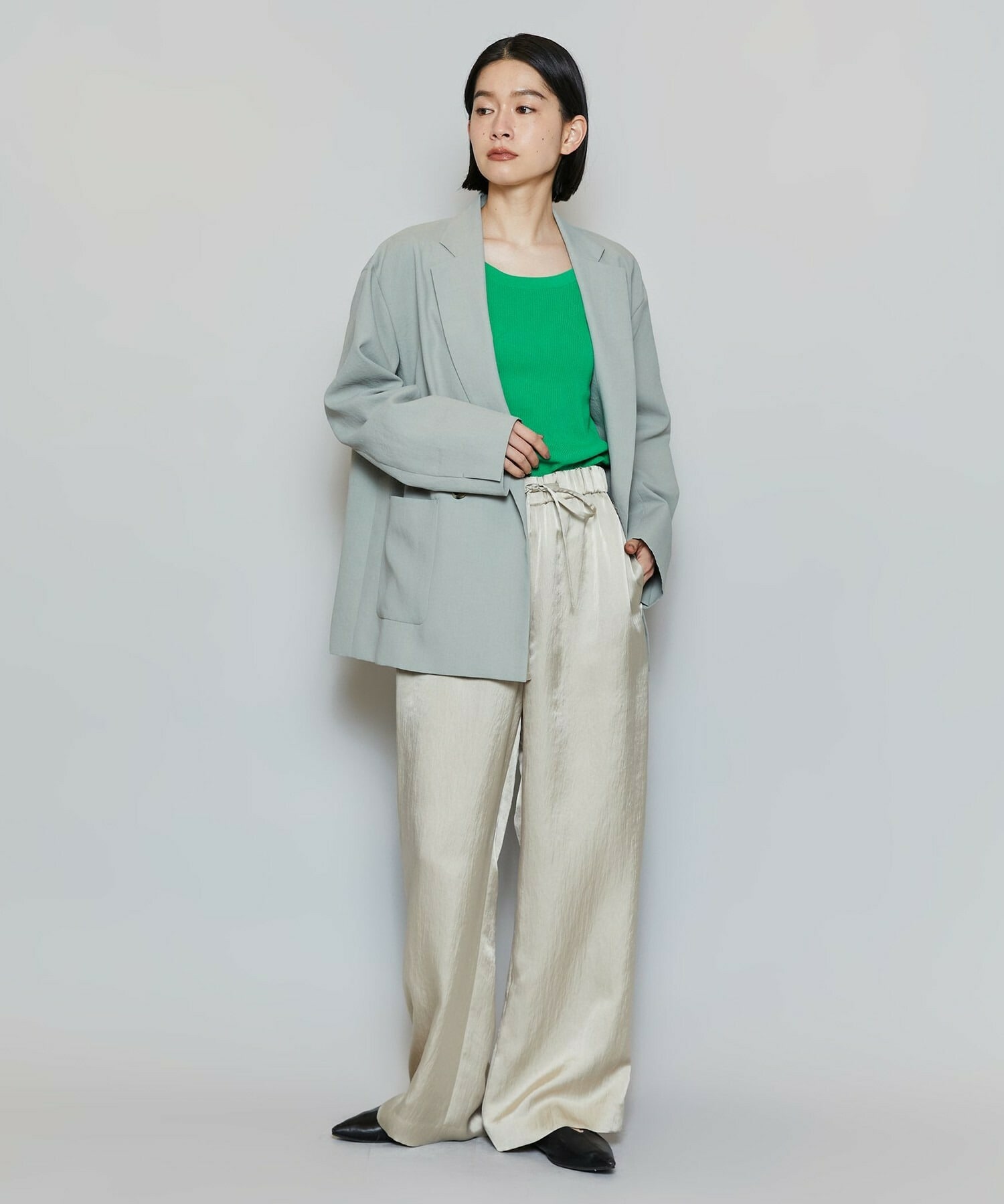 【MOGA】ポリエステルワッシャーダブルブレストボクシージャケット 詳細画像 ブラック 18