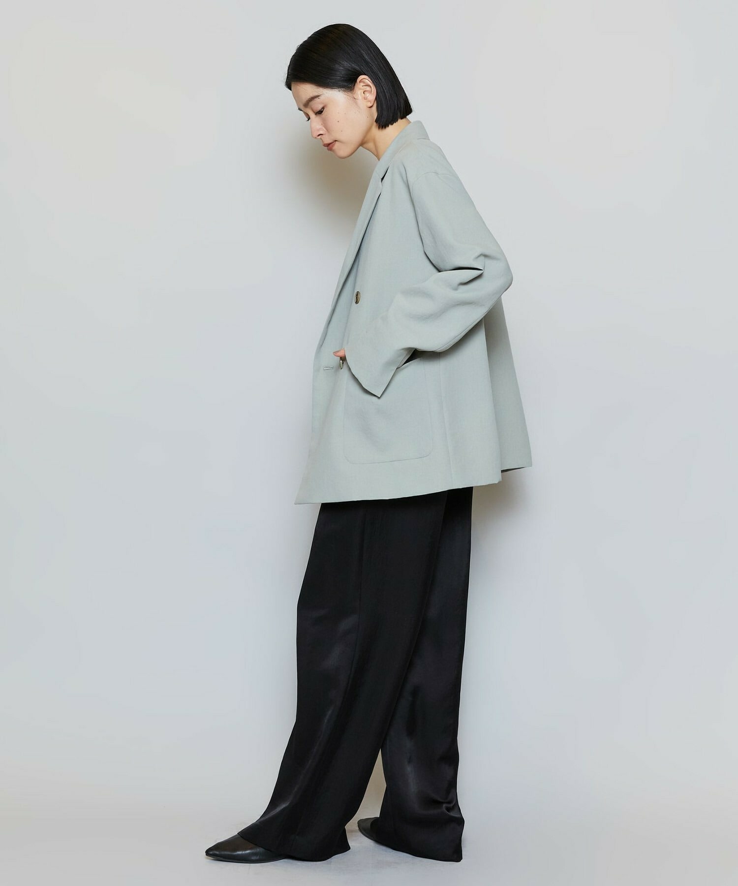 【MOGA】ポリエステルワッシャーダブルブレストボクシージャケット 詳細画像 ブラック 4