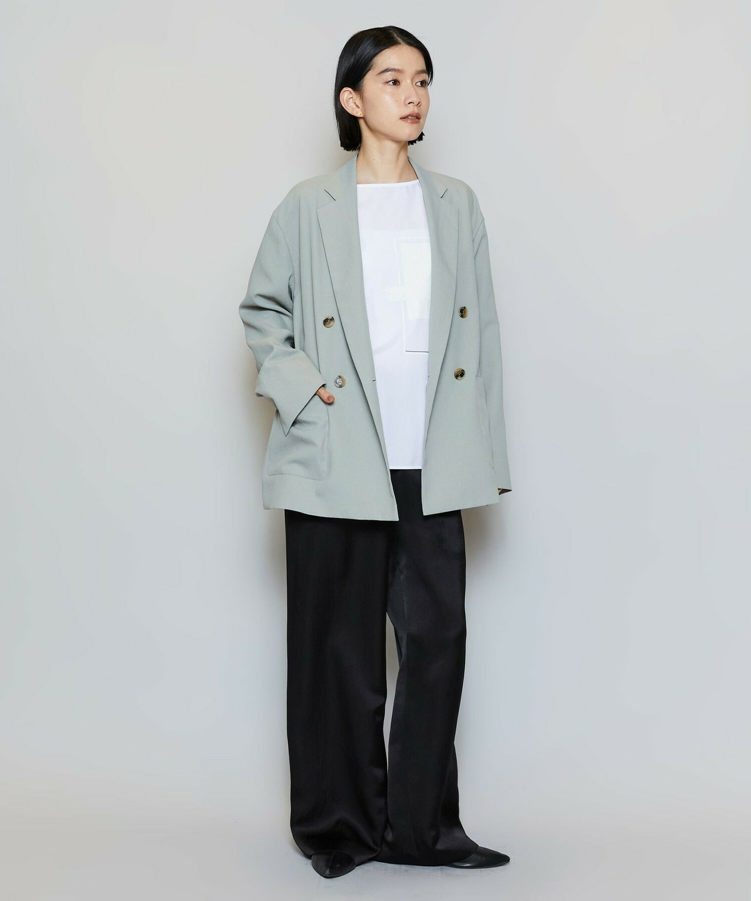 【MOGA】ポリエステルワッシャーダブルブレストボクシージャケット 詳細画像 ブラック 7