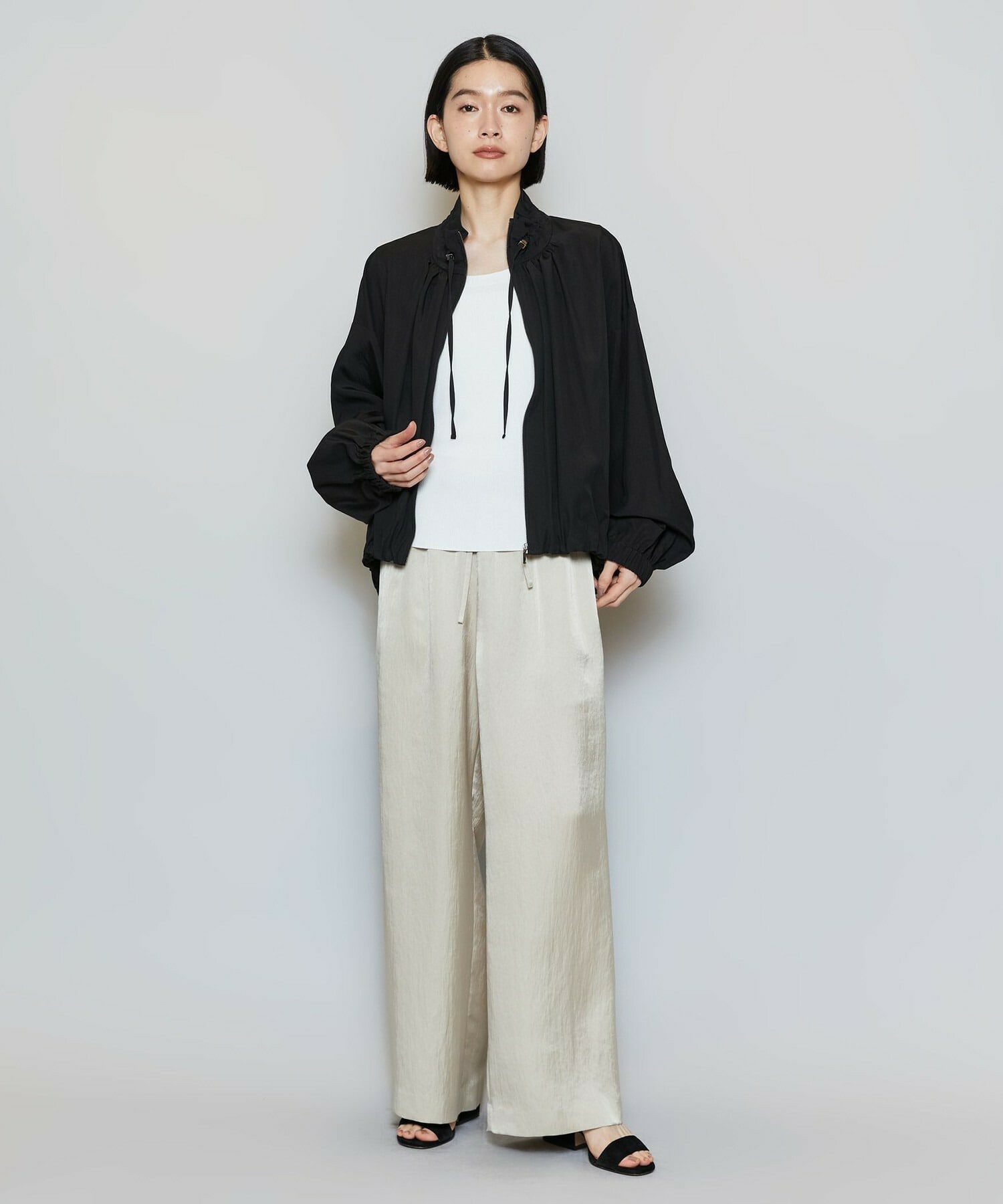 【MOGA】ビスナイロンツイルコクーンシルエットブルゾン 詳細画像 ブラック 1