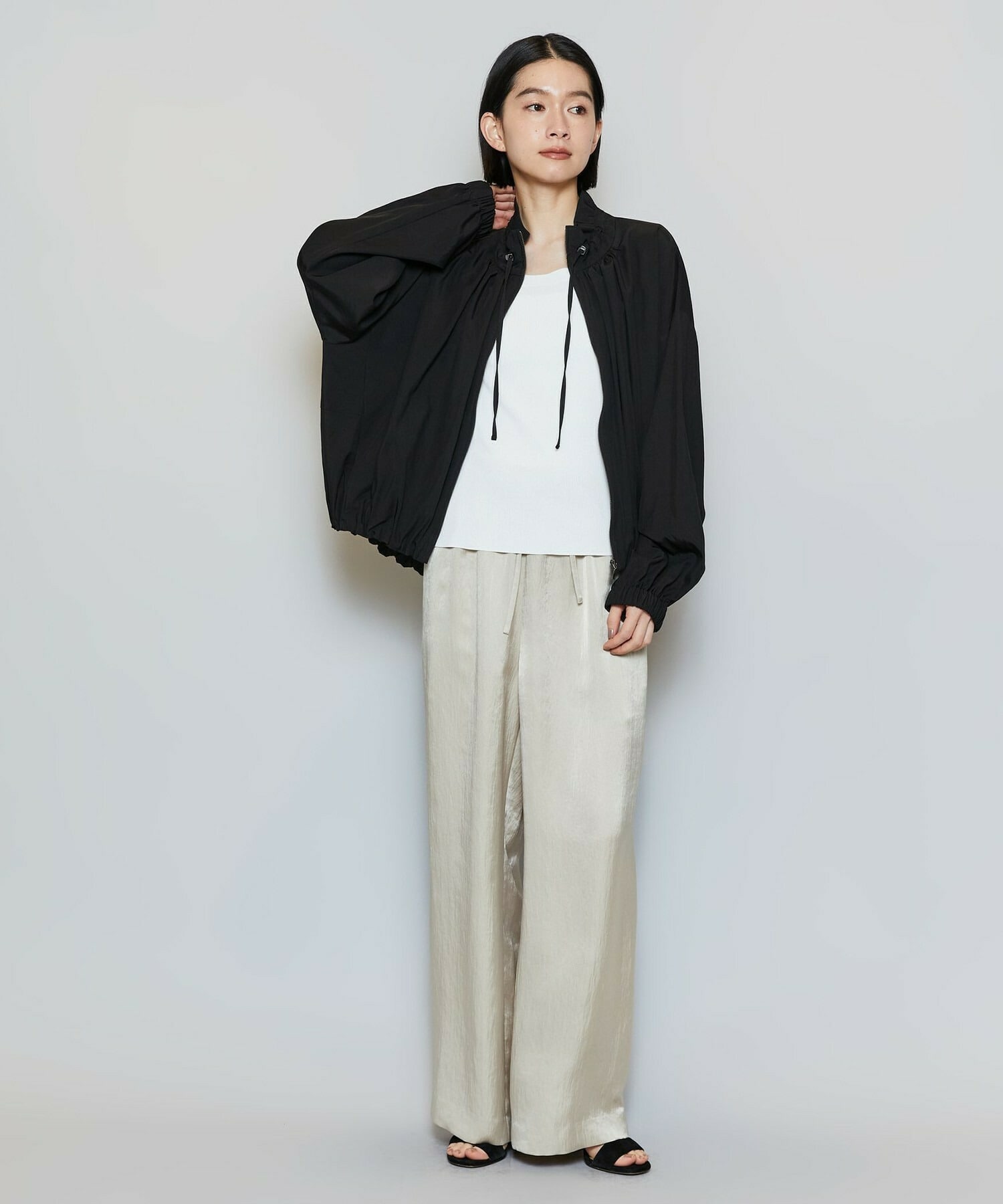 【MOGA】ビスナイロンツイルコクーンシルエットブルゾン 詳細画像 ブラック 4