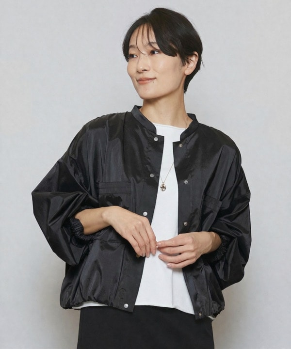 ストレッチタフタギャザーブルゾン 詳細画像 ブラック 1