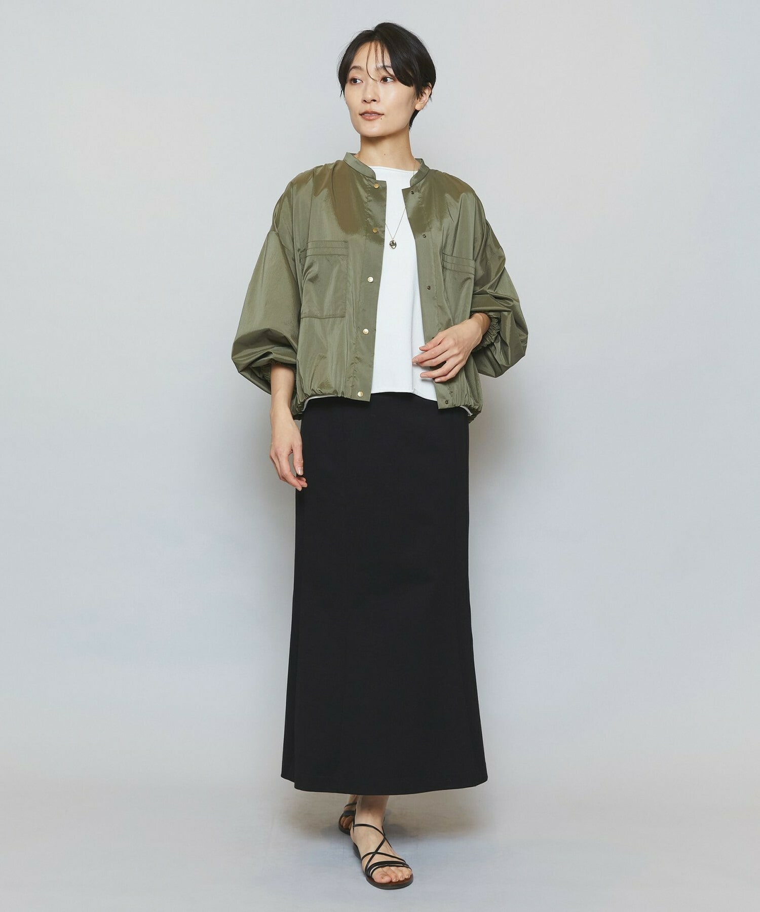 【MOGA】ストレッチタフタギャザーブルゾン 詳細画像 ブラック 1