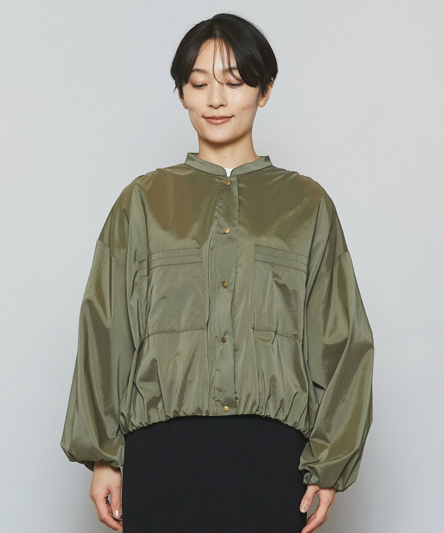 【MOGA】ストレッチタフタギャザーブルゾン 詳細画像 ブラック 16