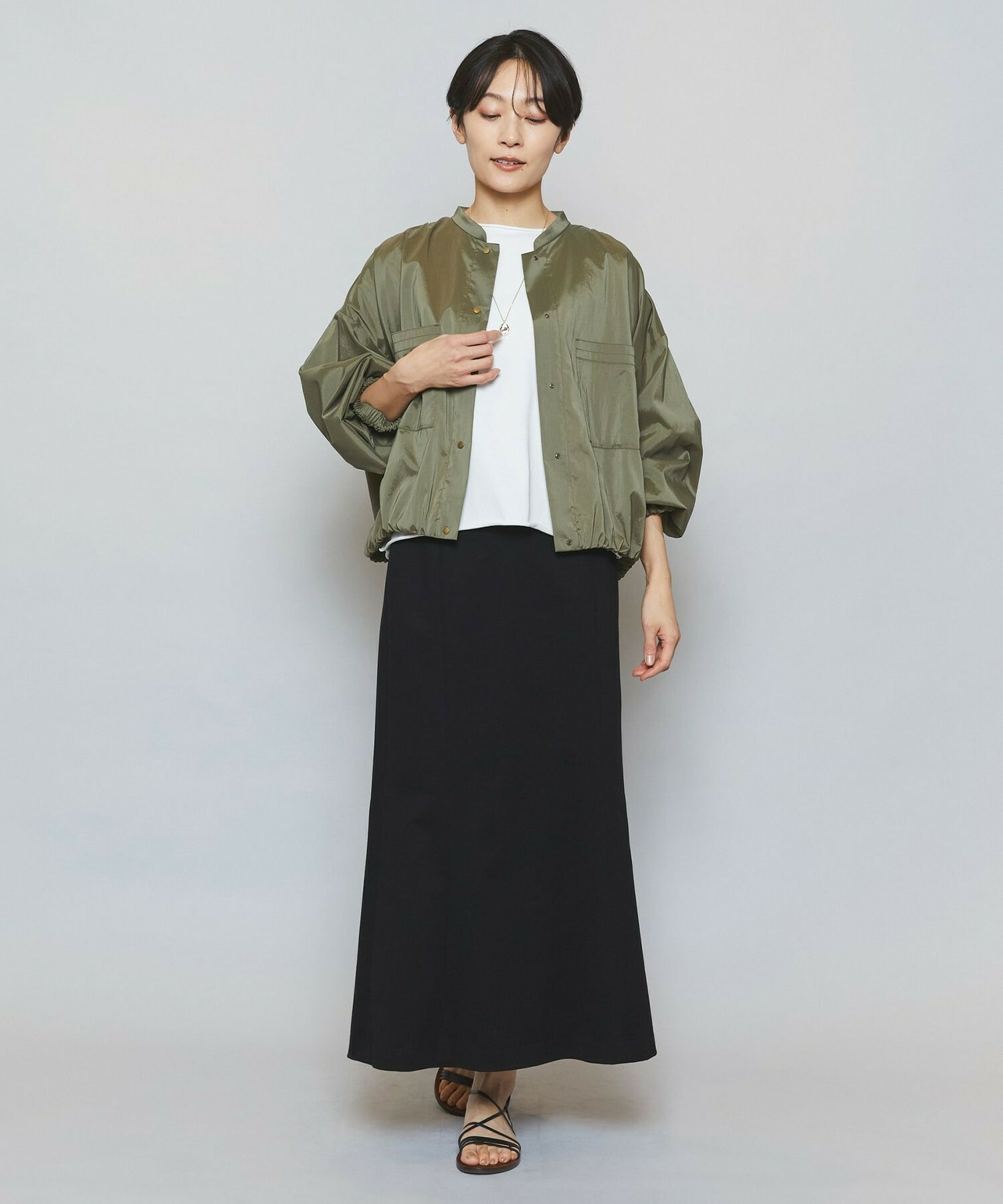 【MOGA】ストレッチタフタギャザーブルゾン 詳細画像 ブラック 2