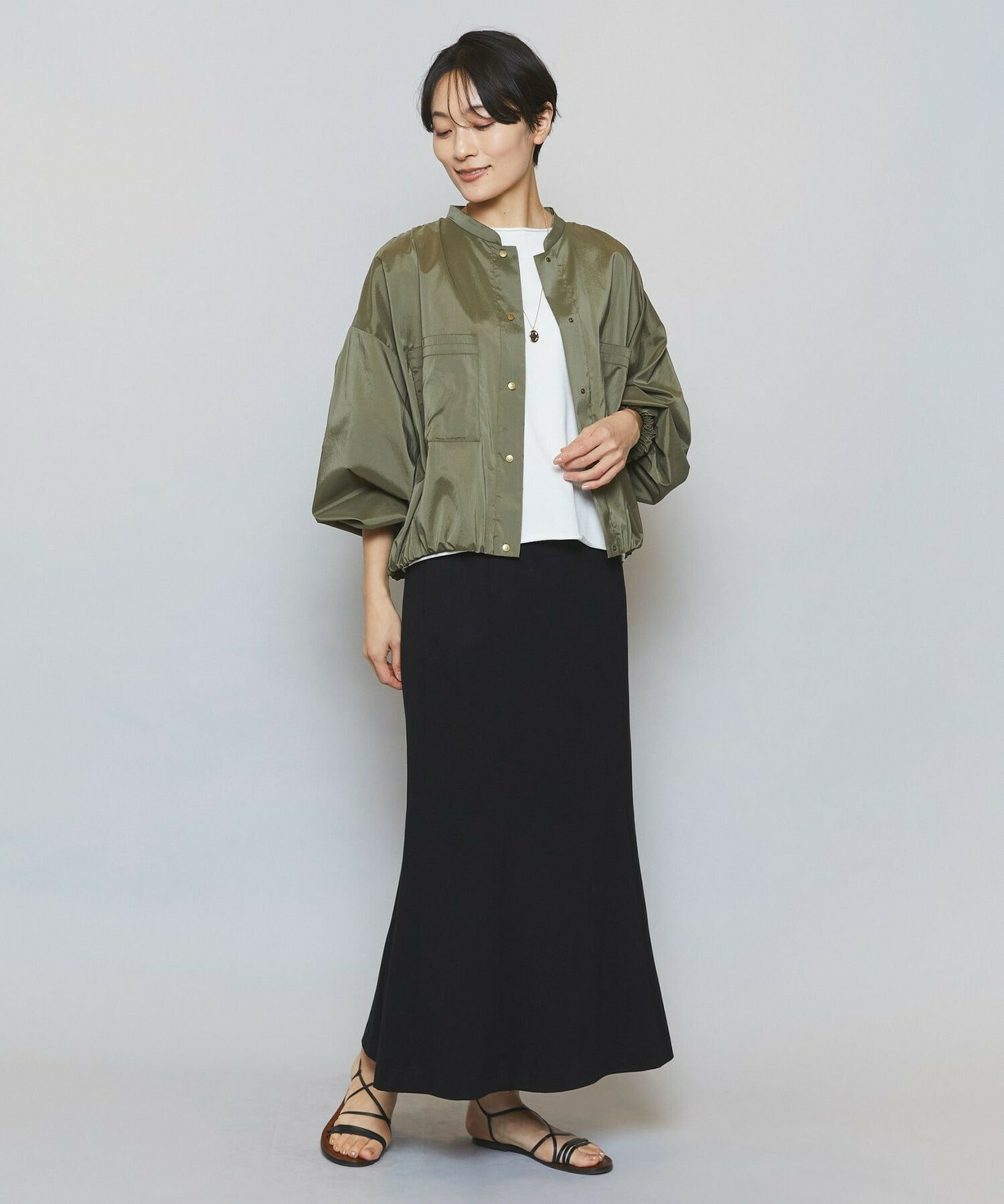 【MOGA】ストレッチタフタギャザーブルゾン 詳細画像 ブラック 4