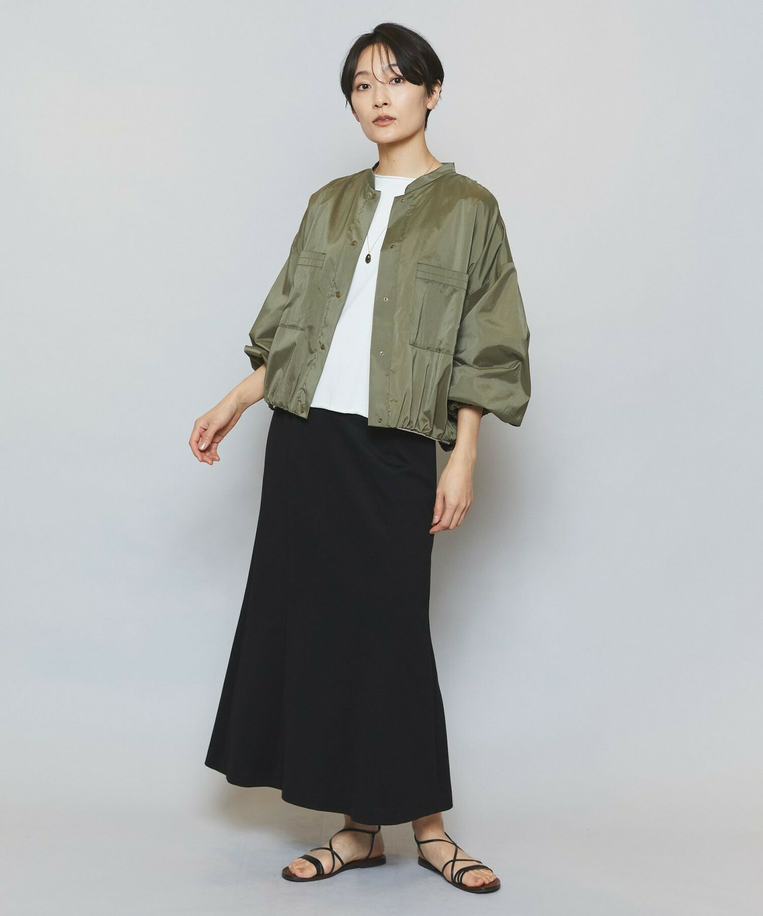 【MOGA】ストレッチタフタギャザーブルゾン 詳細画像 ブラック 5