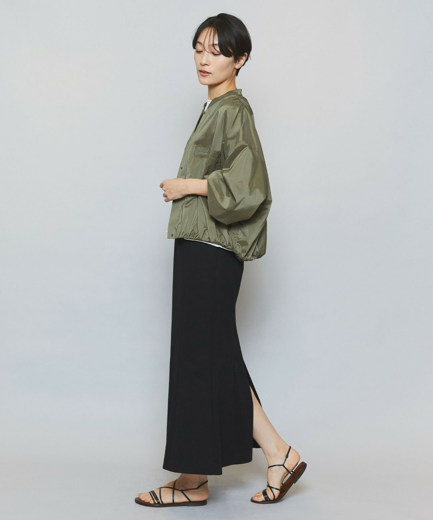 【MOGA】ストレッチタフタギャザーブルゾン 詳細画像 ブラック 7