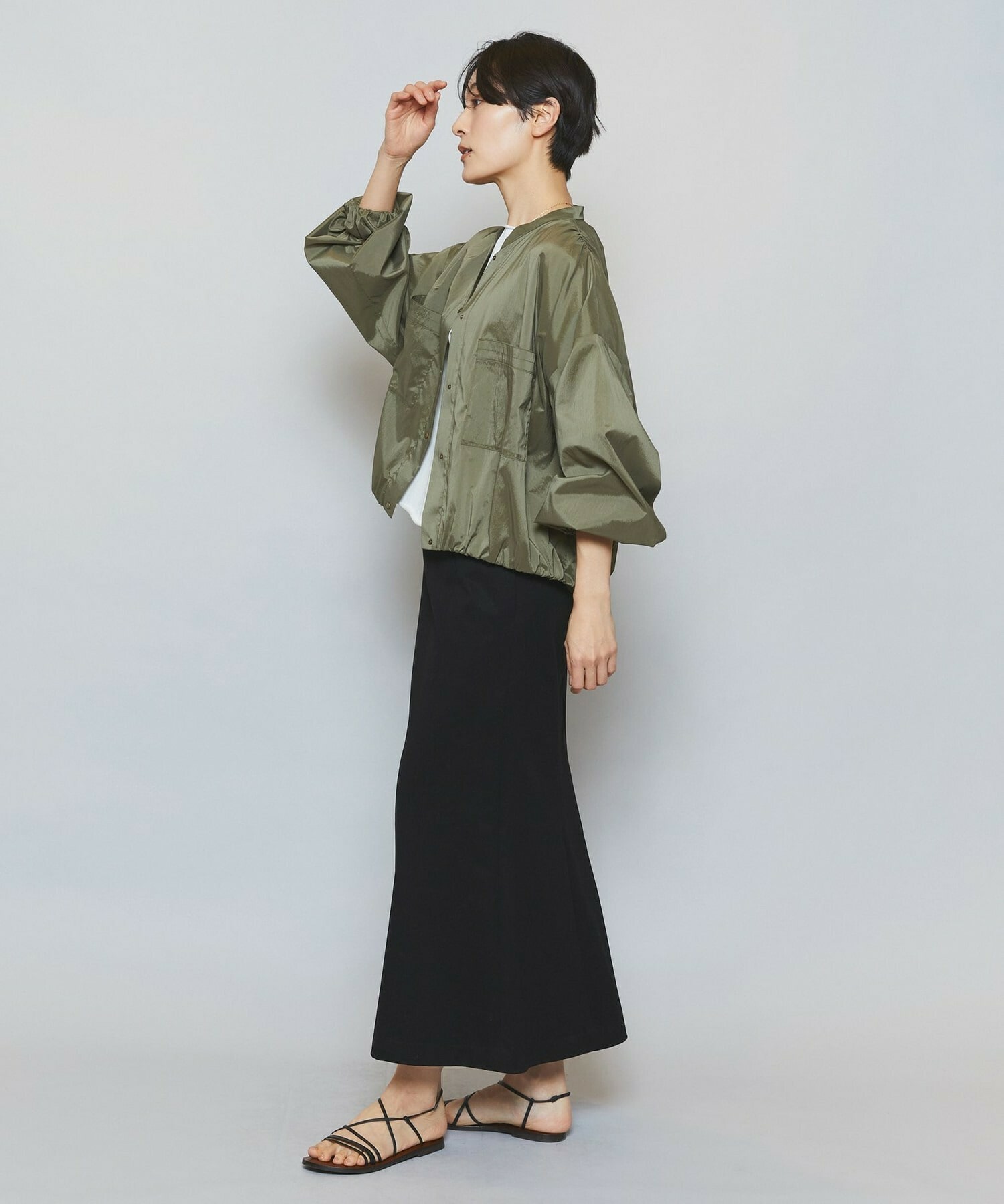 【MOGA】ストレッチタフタギャザーブルゾン 詳細画像 ブラック 8