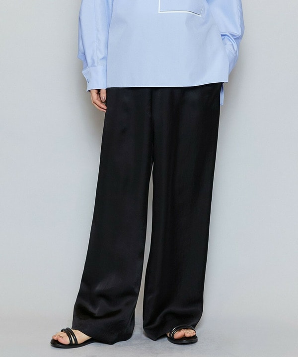 クレープサテンワイドパンツ 詳細画像 ブラック 1