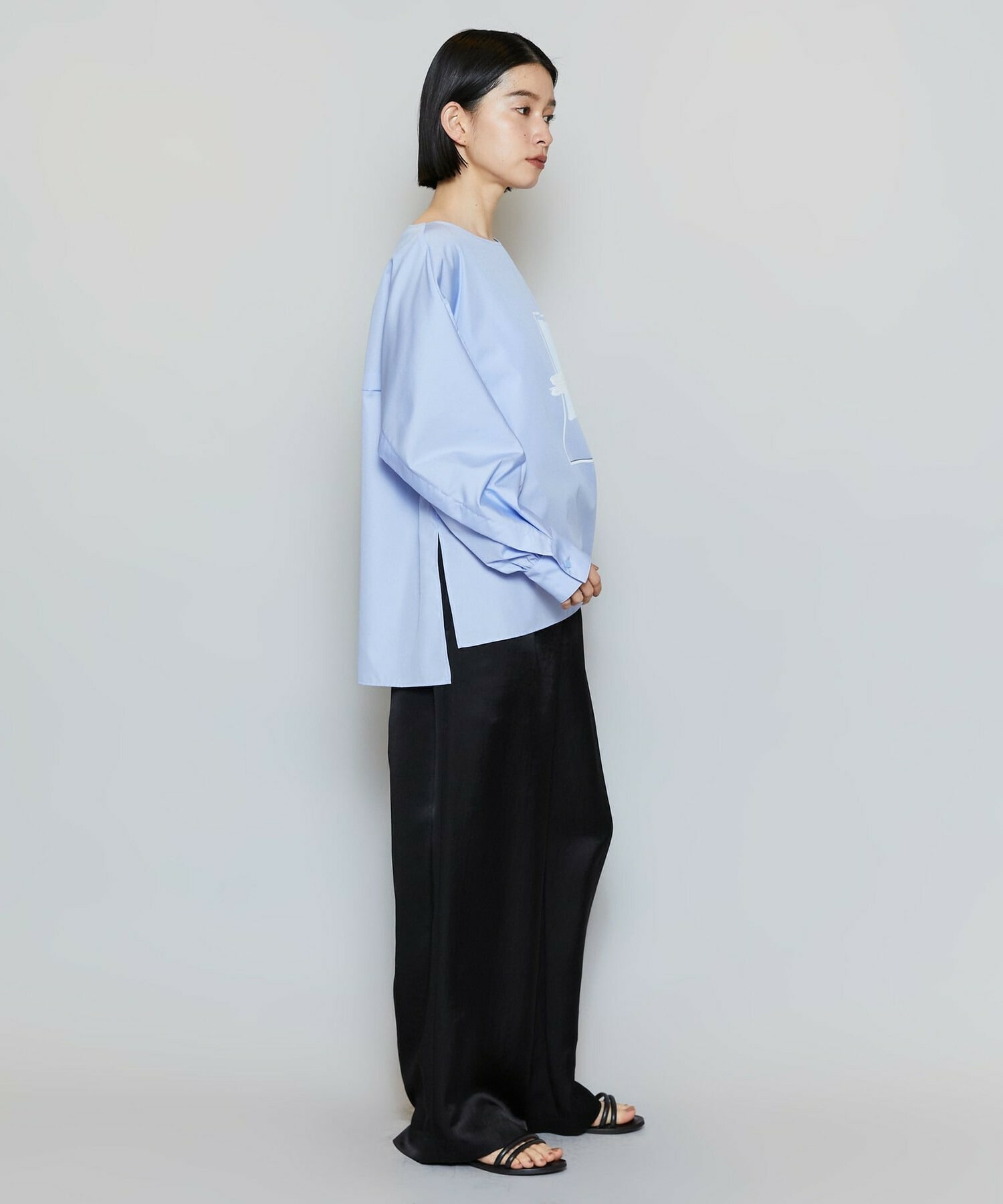 【MOGA】クレープサテンワイドパンツ 詳細画像 ブラック 14