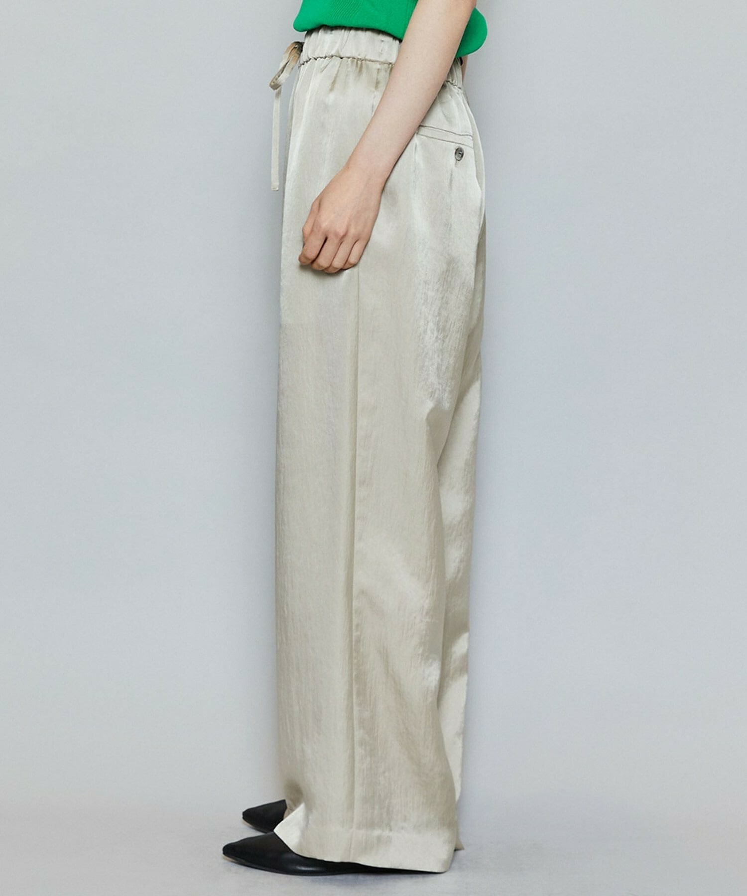 【MOGA】クレープサテンワイドパンツ 詳細画像 ブラック 20