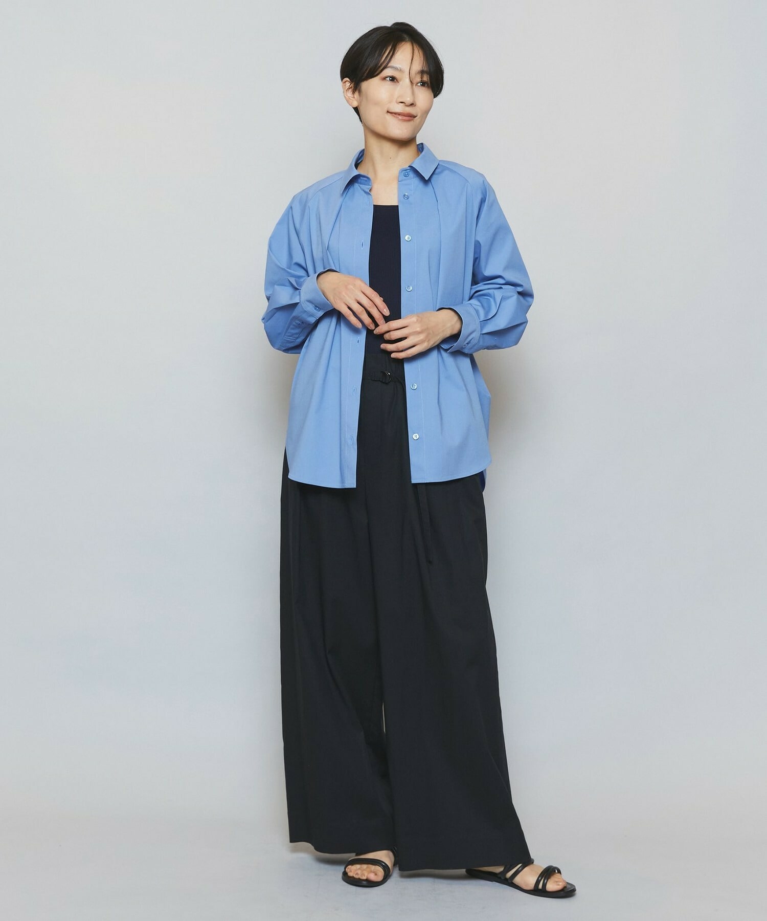 【MOGA】ドライリネンストレッチワイドパンツ 詳細画像 ブラック 1