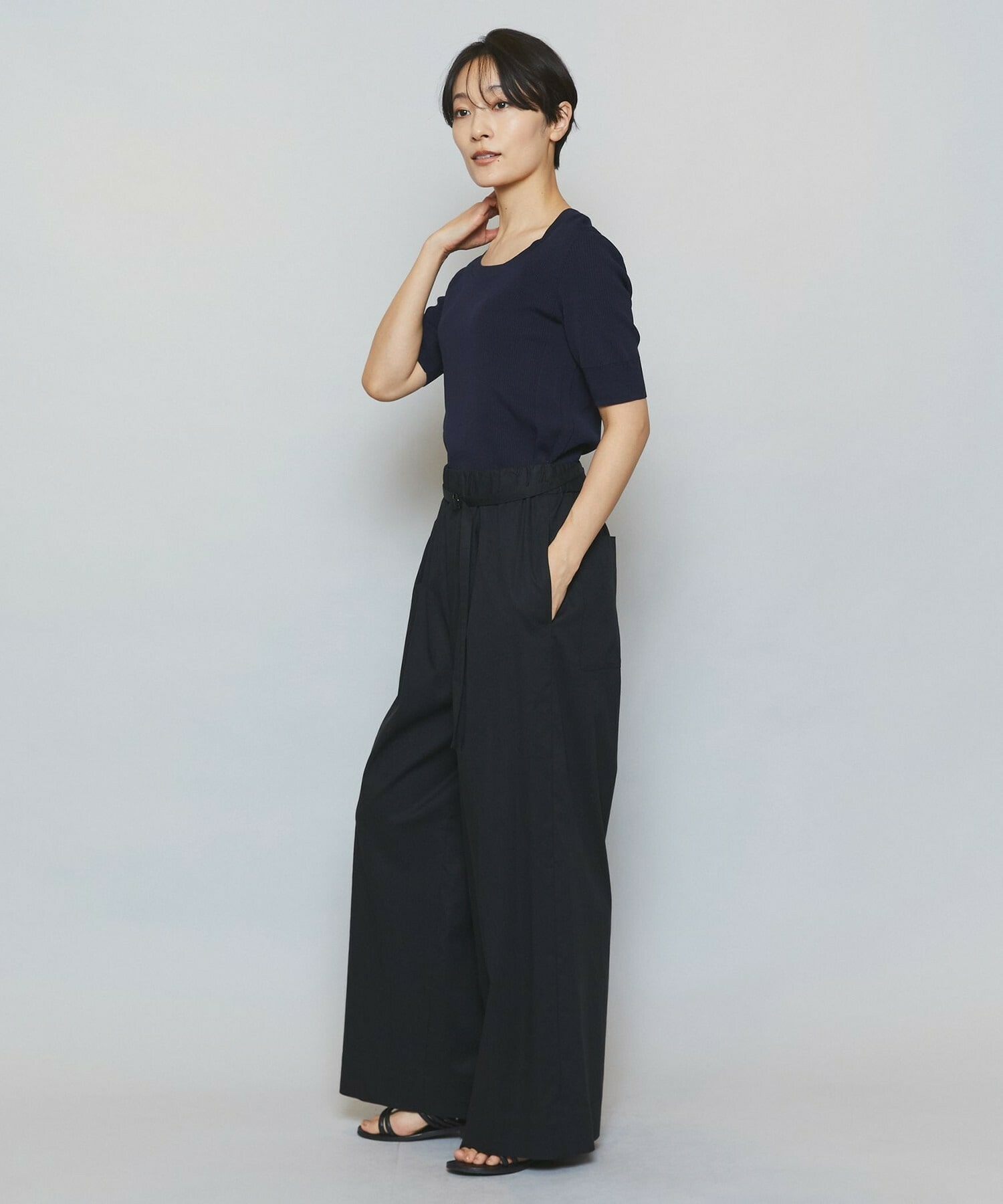 【MOGA】ドライリネンストレッチワイドパンツ 詳細画像 ブラック 5