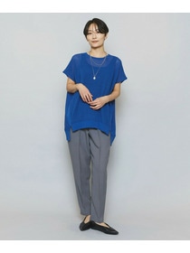 【MOGA】ソフトツイルストライプセンタープレステーパードパンツ 詳細画像 グレー系その他 1