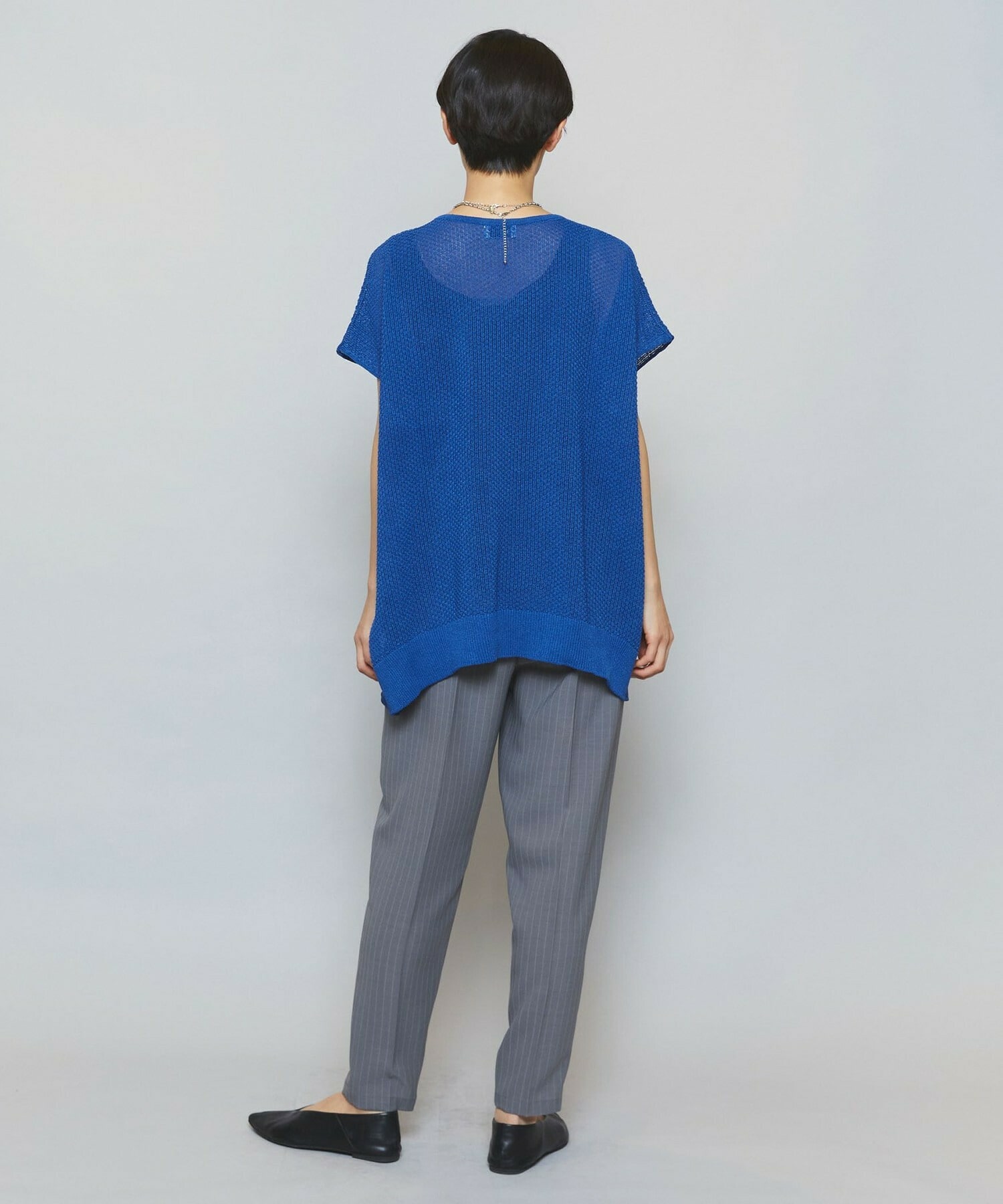 【MOGA】ソフトツイルストライプセンタープレステーパードパンツ 詳細画像 グレー系その他 10